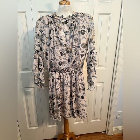 EUC Shoshanna Pale Pink Floral A-Line Silk Dress Size 0 - Picture 4 of 11